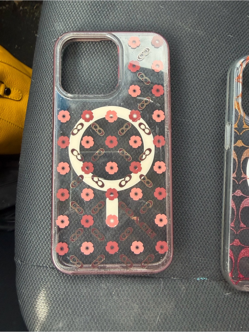 Pink Floral Clear Phone Case with Ring Grip